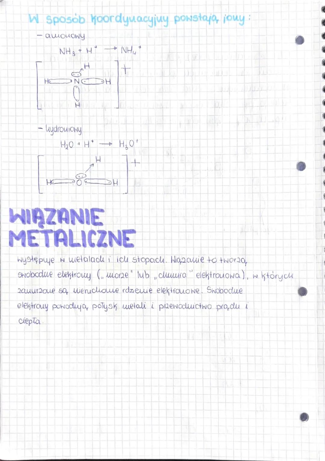 WIĄZANIE
KOORDYNACYJNE
(douoronoakceptorowe) jest szczególnym przykładem.
wiązań Kowalencyjnych spolaryzowanych...
W wiązaniu tym wspólla pa