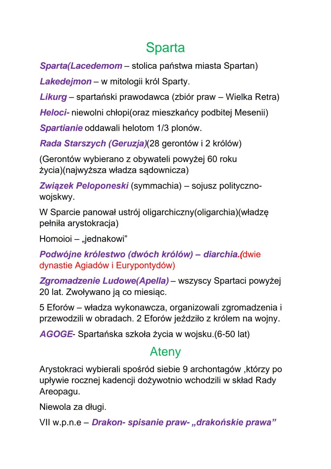 Sparta
Sparta(Lacedemom – stolica państwa miasta Spartan)
Lakedejmon - w mitologii król Sparty.
Likurg - spartański prawodawca (zbiór praw -