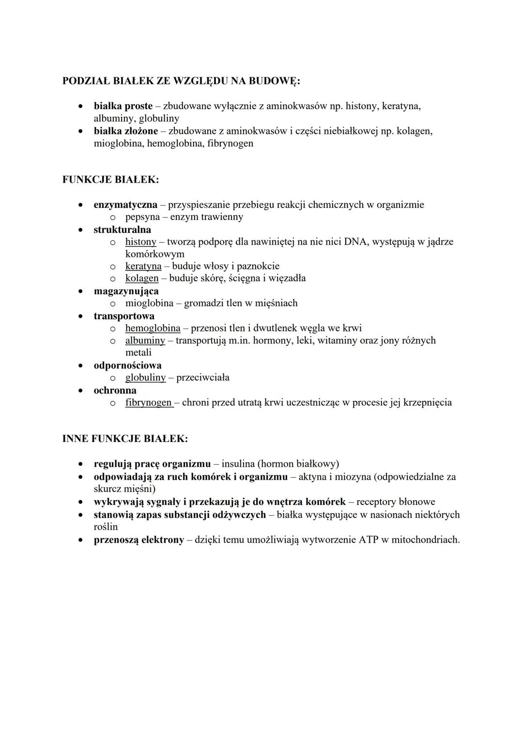 1. Budowa aminokwasów.
Białka - budulec życia
2. Klasyfikacja białek: białka proste i złożone wraz z przykładami.
3. Wiązanie między amino