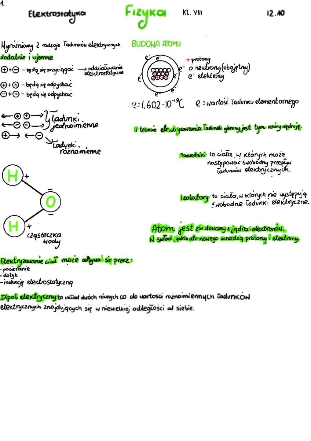 Elektrostatyka klasa 8