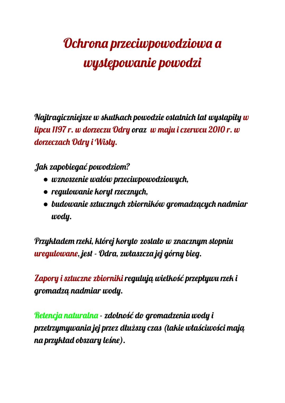 Ochrona przeciwpowodziowa a występowanie i skutki powodzi - Geografia.