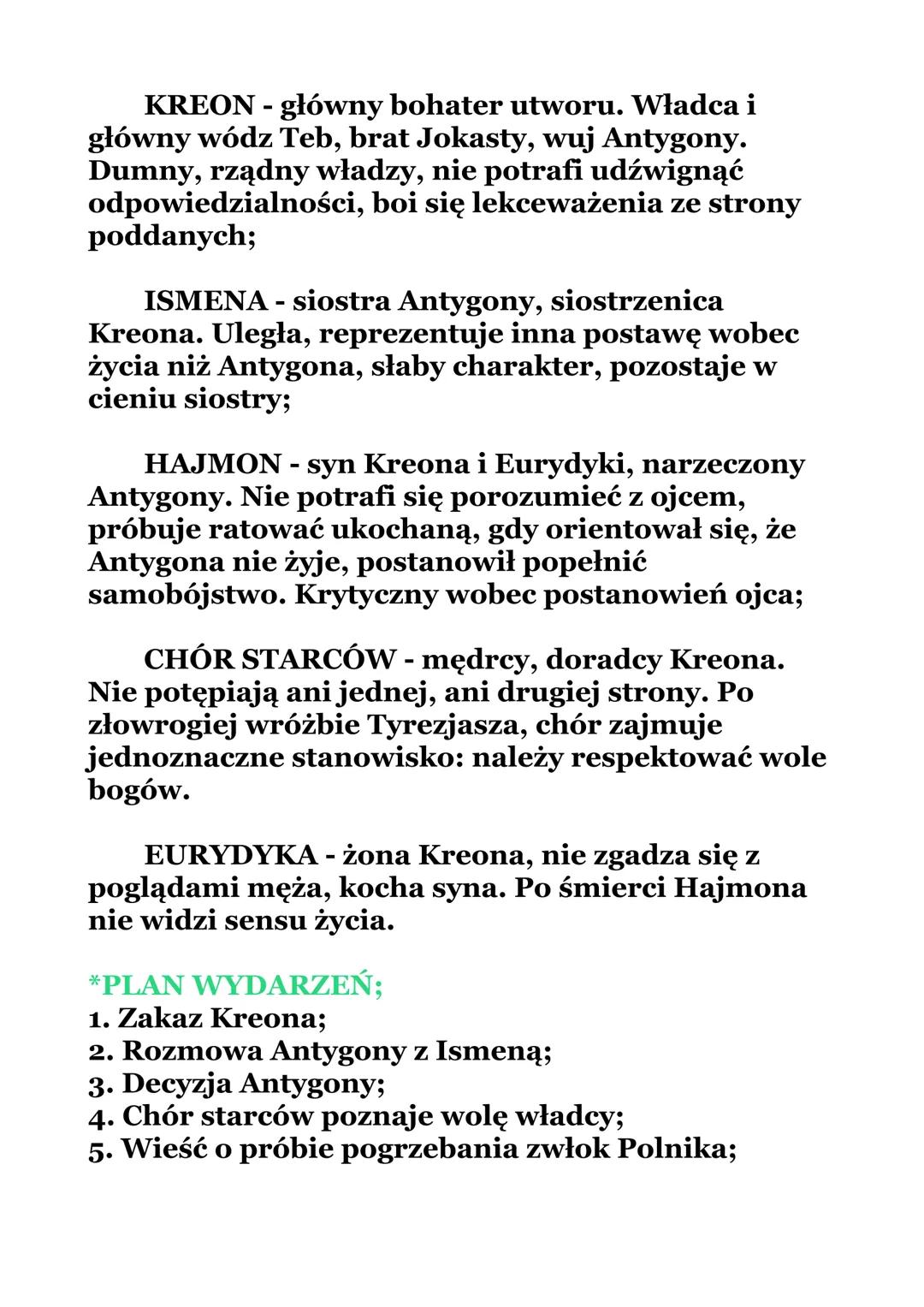 „ANTYGONΝΑ"
SOFOKLES
*CZAS I MIEJSCE AKCJI;
Zgodnie z wymogami trzech jedności
klasycznych akcja „Antygony" rozgrywa się w ciągu
24 godzin