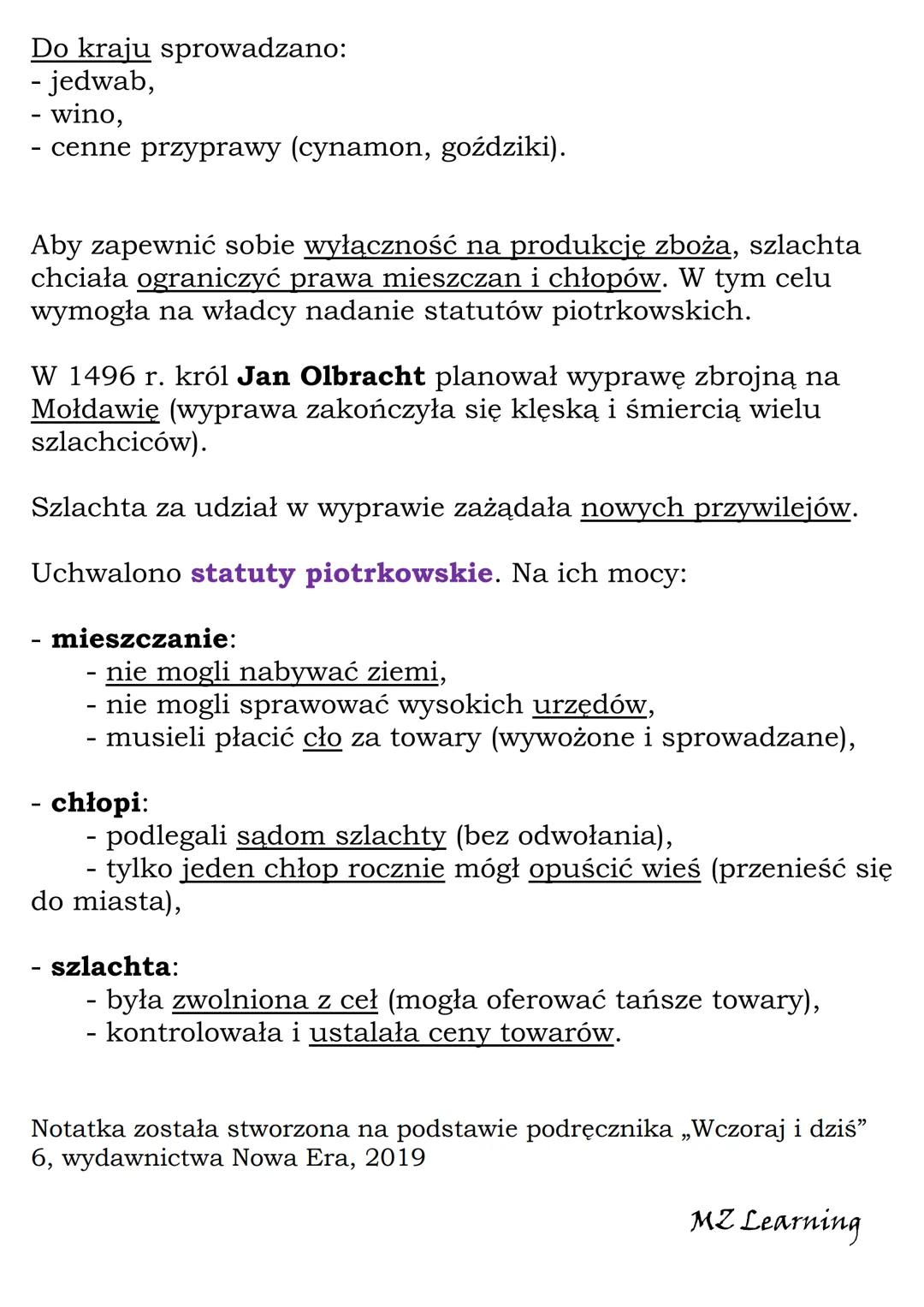 # W folwarku
## szlacheckim
### Κ1 6, ΝΕ
1466 odzyskanie Pomorza Gdańskiego
1496 - ustanowienie statutów piotrkowskich
W XV w. w Europie n