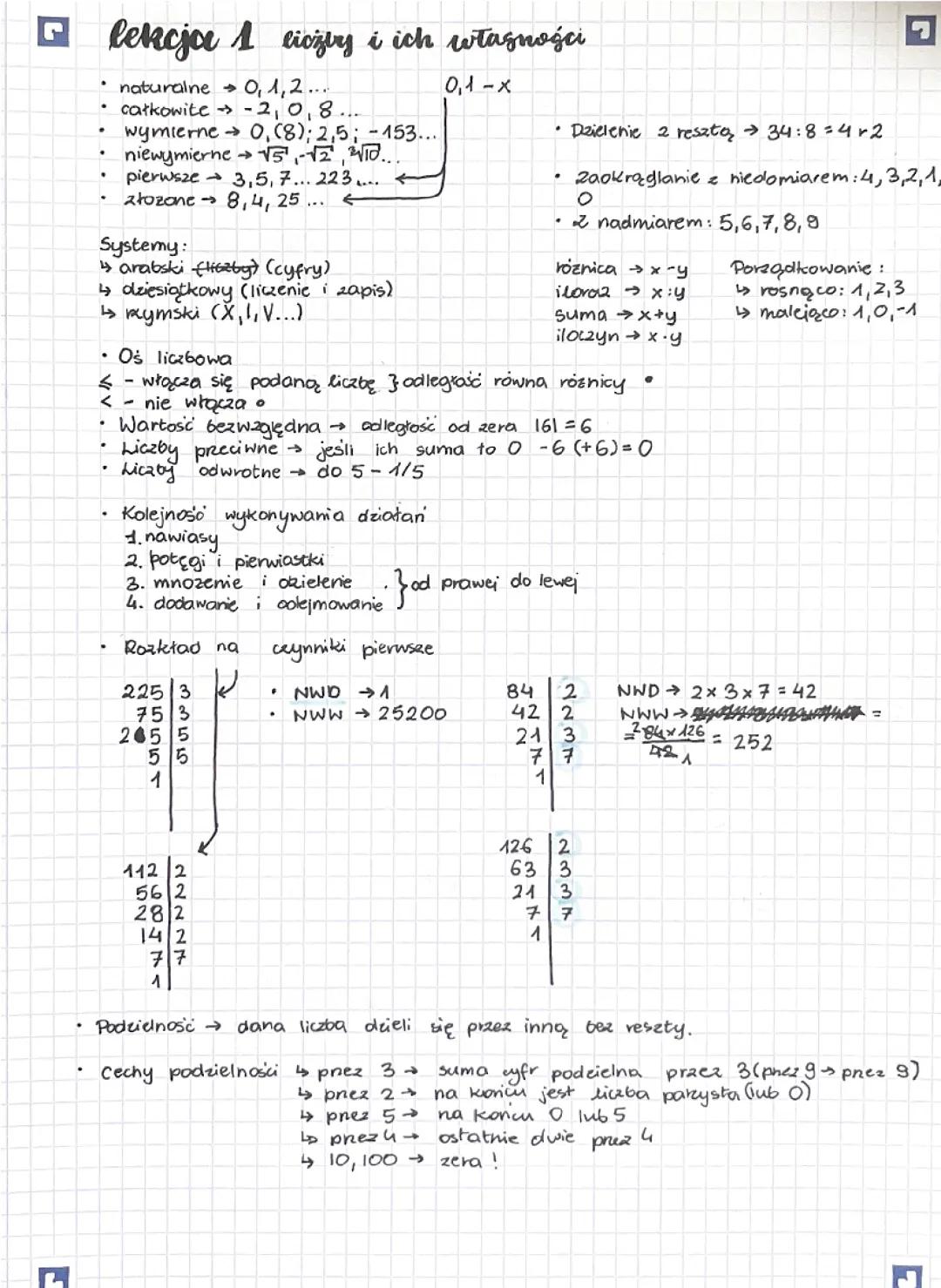 Matematyka E8 - lekcja 1: liczby i ich własności
