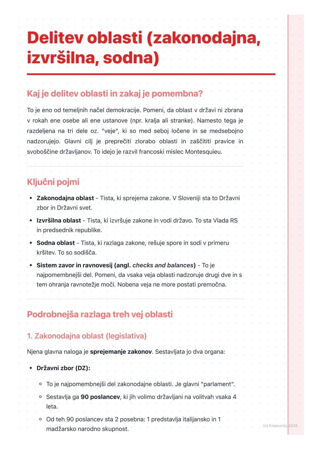 # Delitev oblasti (zakonodajna,
izvršilna, sodna)
Kaj je delitev oblasti in zakaj je pomembna?
To je eno od temeljnih načel demokracije. P