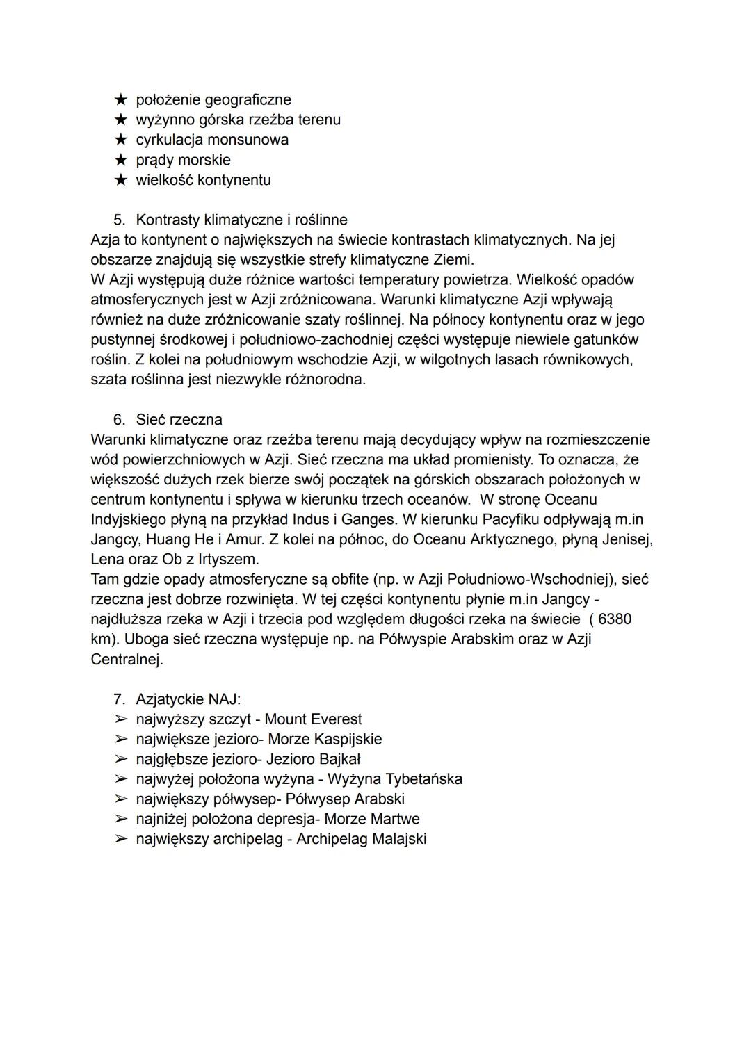 # Środowisko przyrodnicze Azji
Azja to kontynent, który pojawia się w zdecydowanej większości zestawień rekordów
zjawisk lub obiektów geogr