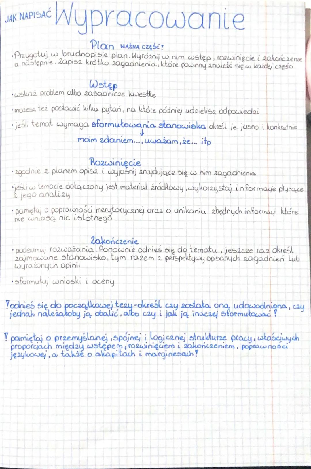JAK NAPISAĆ
Wypracowanie
Plan WAZNA CZĘŚĆ!
•Przygotuj w brudnopisie plan. Wyróżnij w nim wstęp, rozwinięcie i zakończenie
a następnie. Zapis