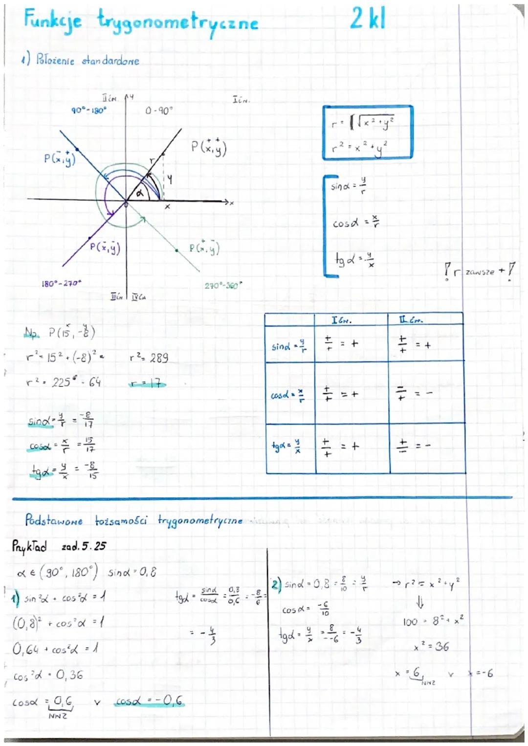 Trygonometria
1) Funkcje trygonometryczne kata ostrego NA prostokątnym
a) sin
Sin B
sin
COS
=m
Stosunek pryprostokątnej
lężącej na preciuko
