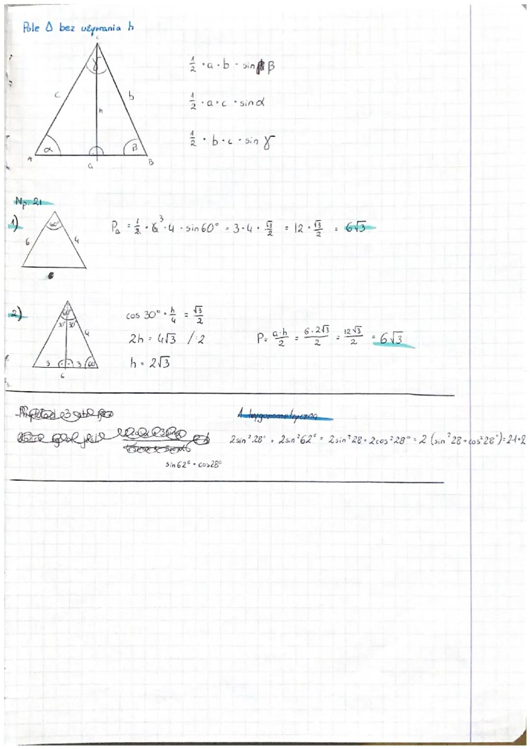 Trygonometria
1) Funkcje trygonometryczne kata ostrego NA prostokątnym
a) sin
Sin B
sin
COS
=m
Stosunek pryprostokątnej
lężącej na preciuko