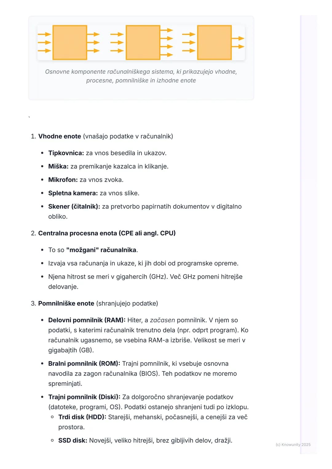# Računalniška strojna in
programska oprema
Uvod v strojno in programsko opremo
Računalnik je sestavljen iz dveh glavnih delov: strojne op