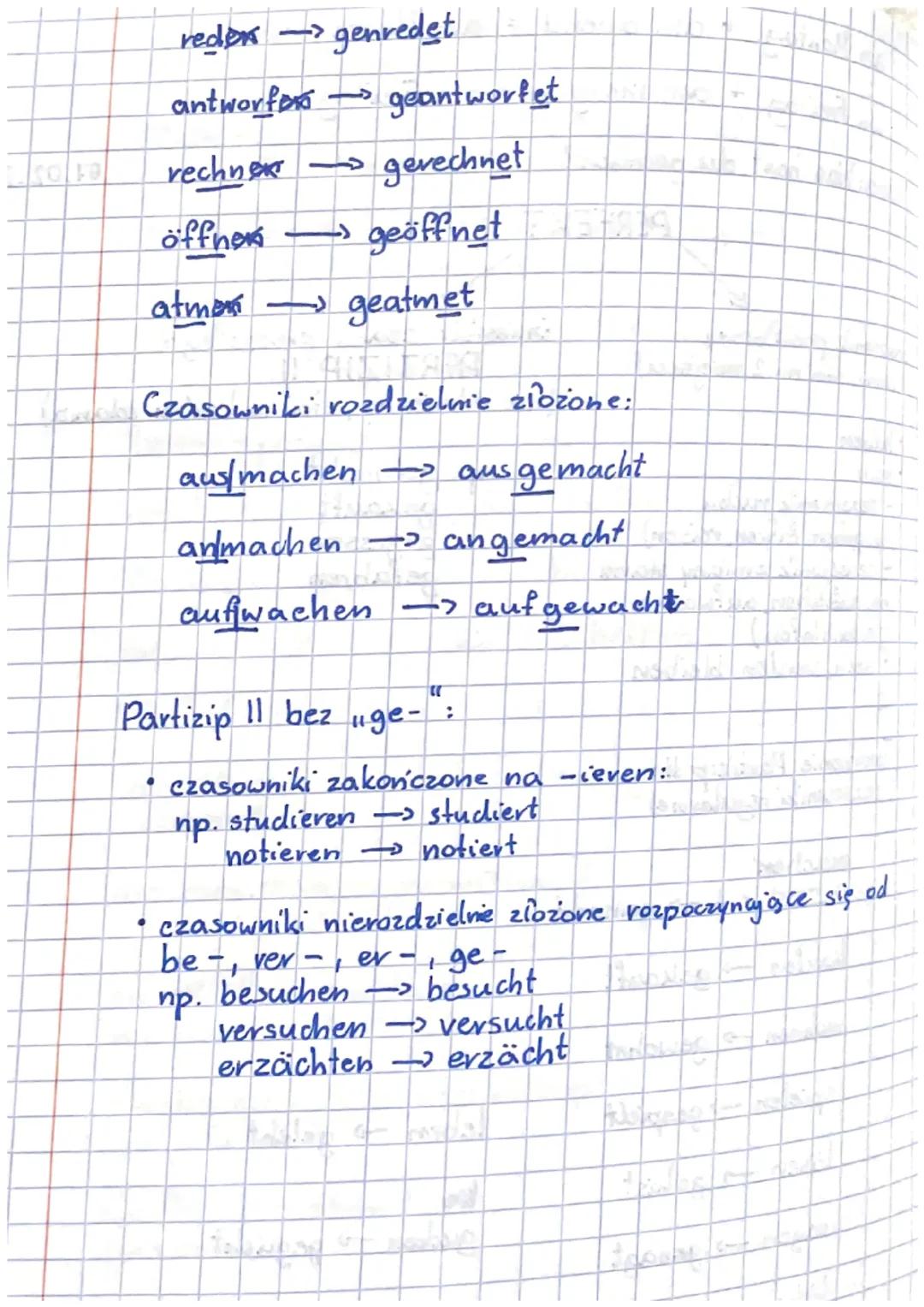 # PERFEKT
czasownik posilkowy
(odmienny, stoi na 2 miejscu)
* haben
* sein
* czasownik ruchu
(np. gehen, fahren, reisen)
* cza