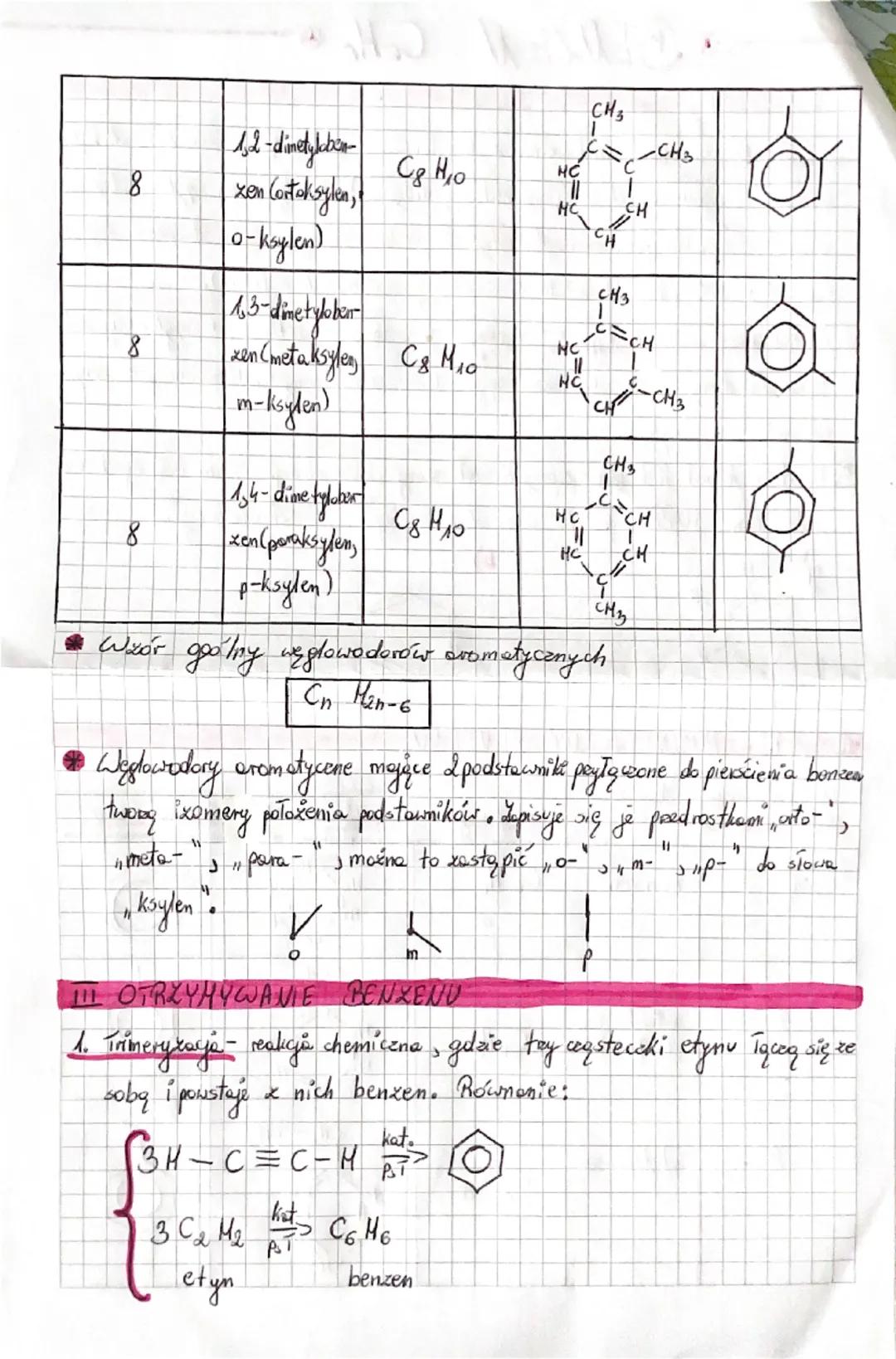 # BENZEN $C_6H_6$
I BUDOWA
1. Cząsteczka benzenu - zbudowana z 6 atomów węgla isy ma wierecho Thach kyta
foremnego (węgiet-węgiel mają je