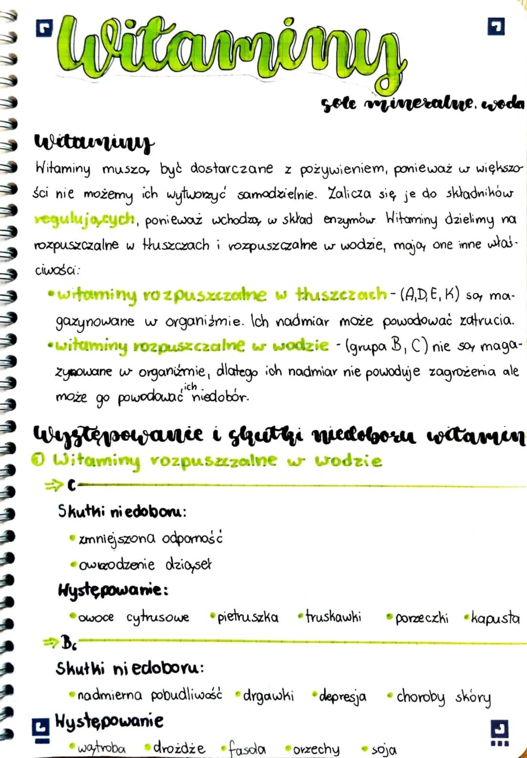 Witaminy, sole mineralne, woda.