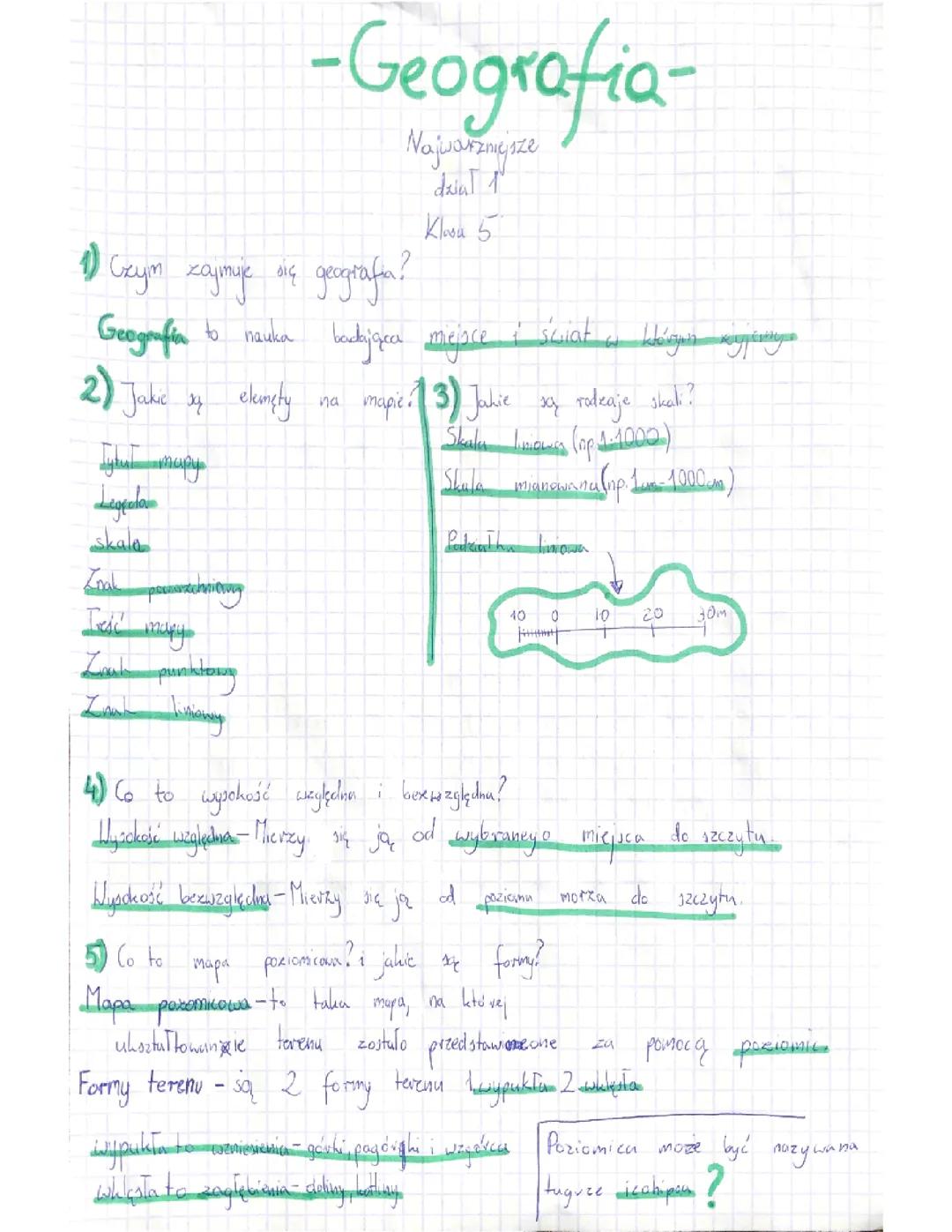 Powtórzenie z działu 1 klasa 5 geografia