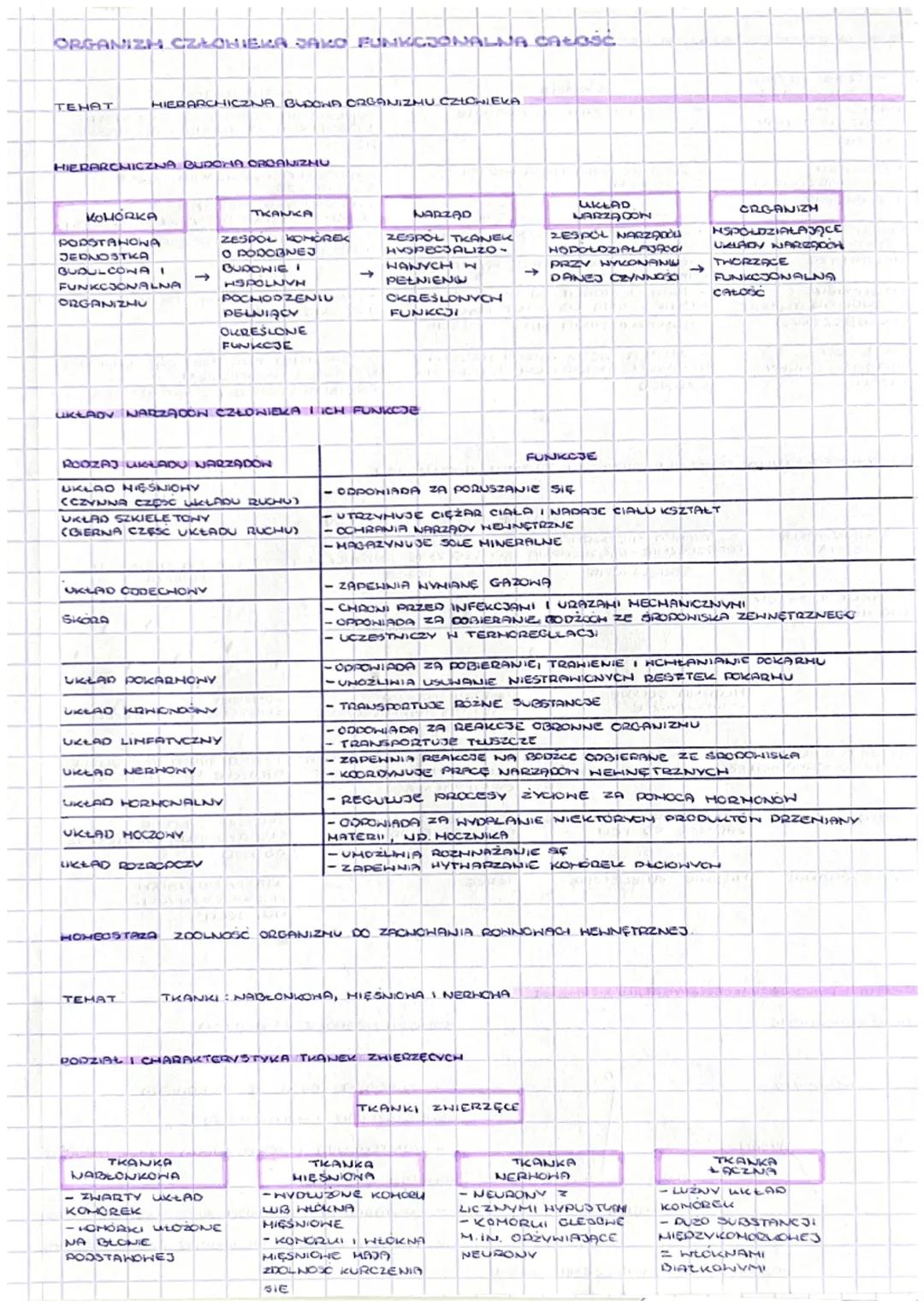 ORGANIZH CZŁOWIEKA JAKO FUNKCJONALNA CAŁOść
TEHAT
HIERARCHICZNA BUDOHA ORGANIZMU.
EFRAC
KOMÓRKA
HIERARCHICZNA BUDONA ORGANIZHU CZŁOWIEKA
POD