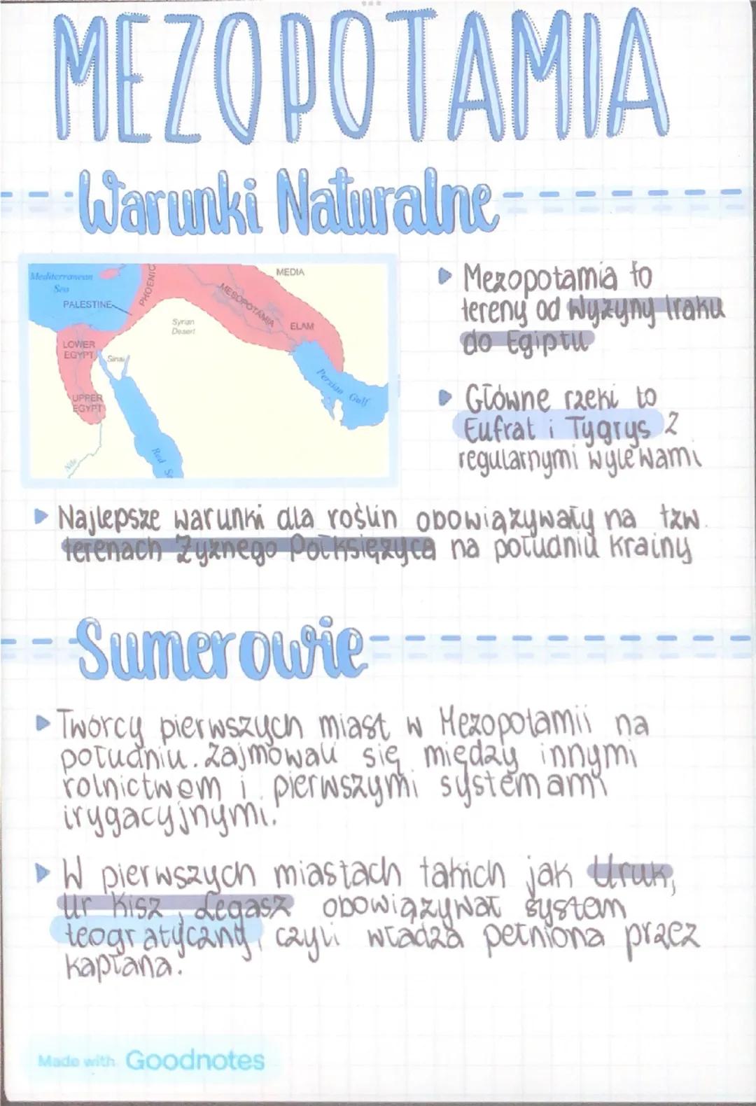 MEZOPOTAMIA
Warunki Naturalne
Mediterranean
Sea
PALESTINE
LOWER
EGYPT Sina
UPPER
EGYPT
Syrian
Desert
MESOPOTAMIA
MEDIA
ELAM
Persian Gulf
▸ M