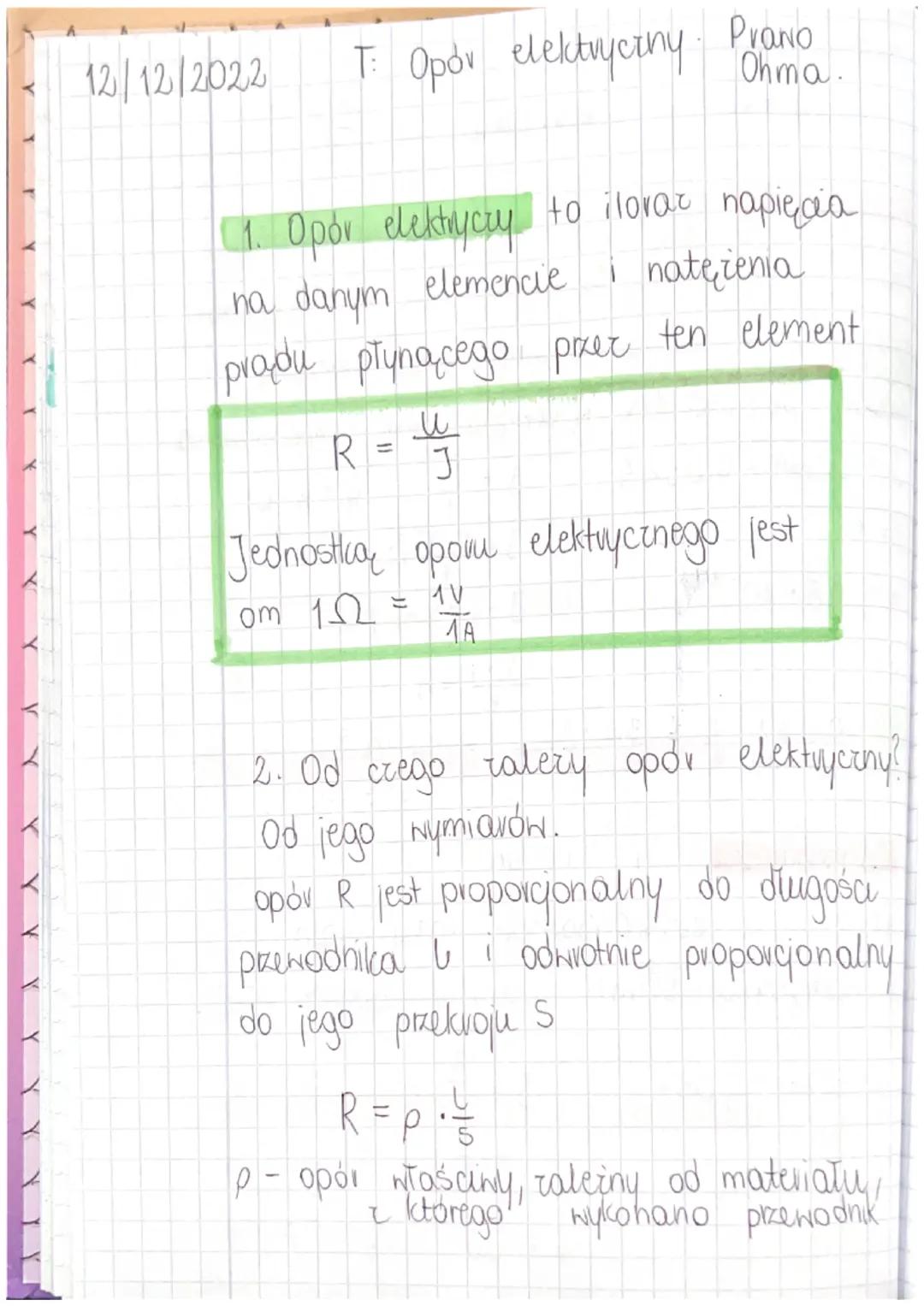Opór elektryczny. Prawo Ohma