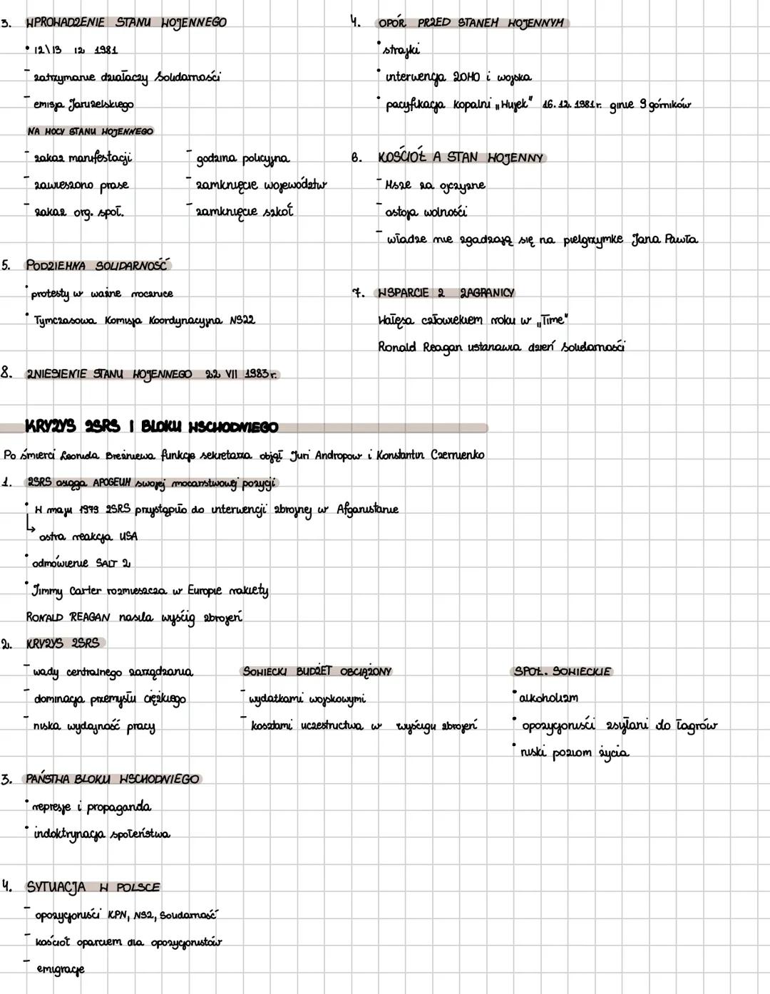 Powstanie solidarności, stan wojenny, kryzys w ZSRS i państwach bloku wschodniego, pierestrojka