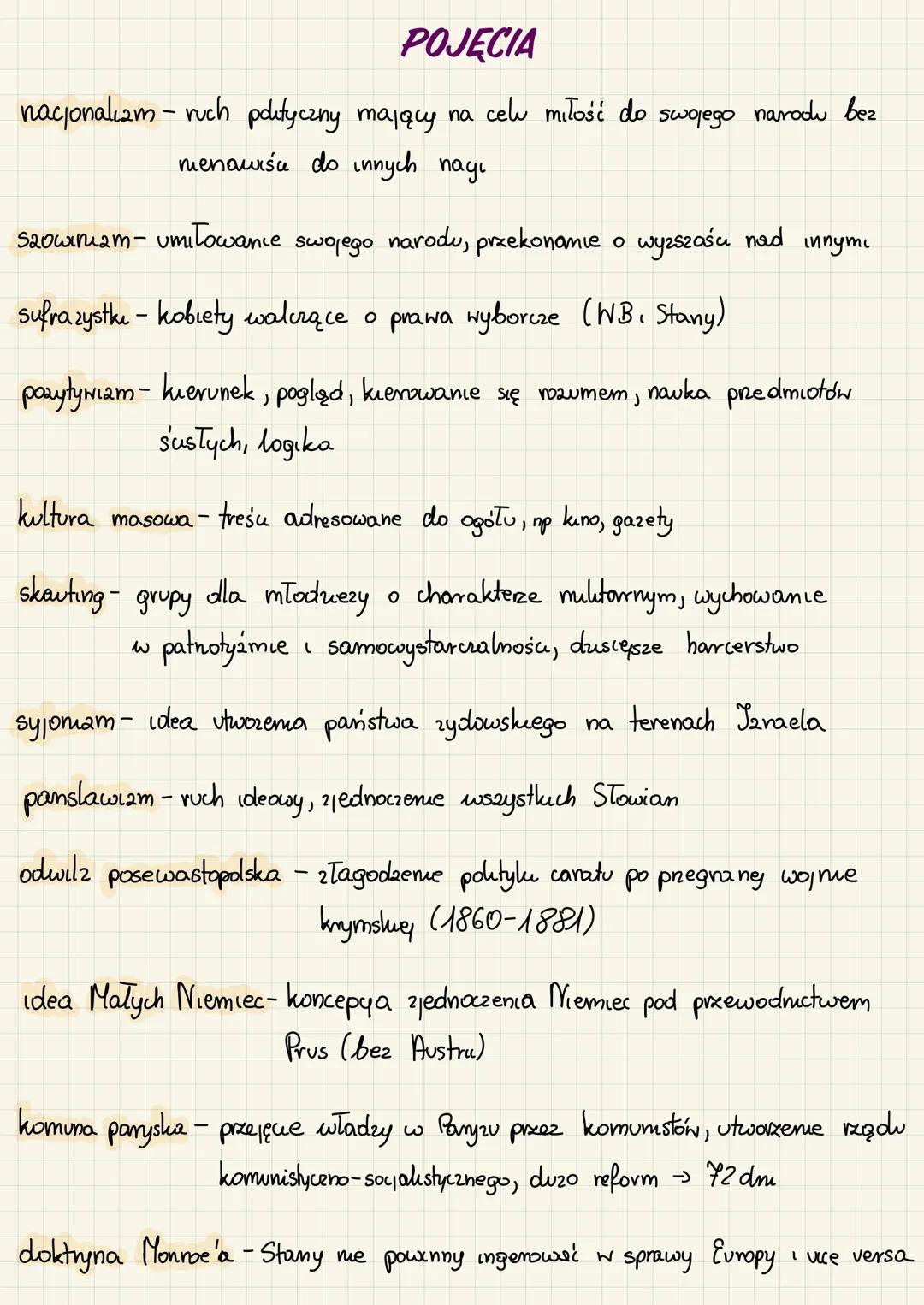 POJĘCIA
nacjonaliam - ruch polityczny mający na celu miłość do swojego
menawiśc do innych nayı
narodu bez
Szowiniam- umiłowance swojego naro