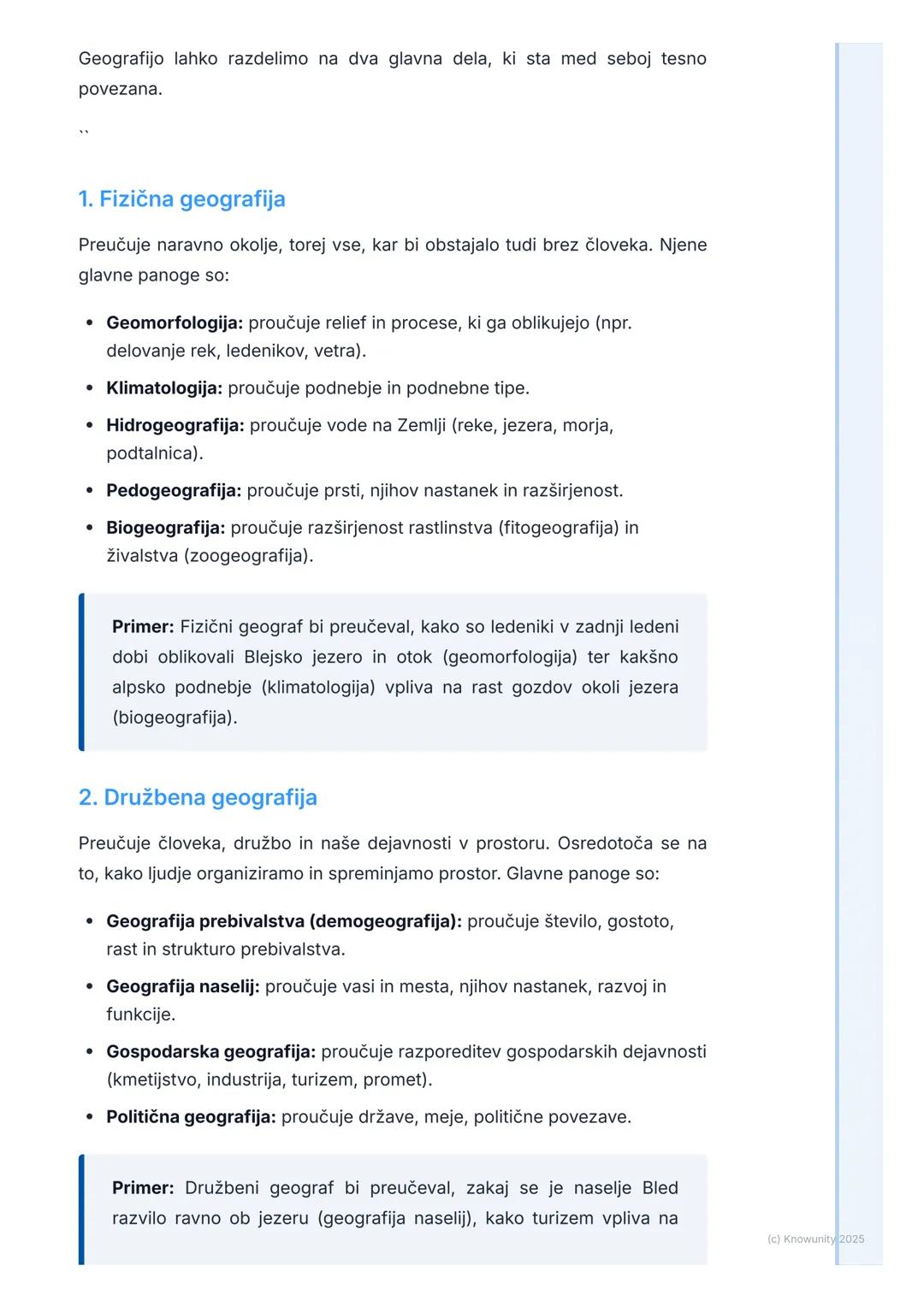 # Kaj je geografija?
Kaj je geografija?
Geografija je veda, ki preučuje Zemljino površje. Ampak to ni samo
opisovanje, kje so kakšne gore