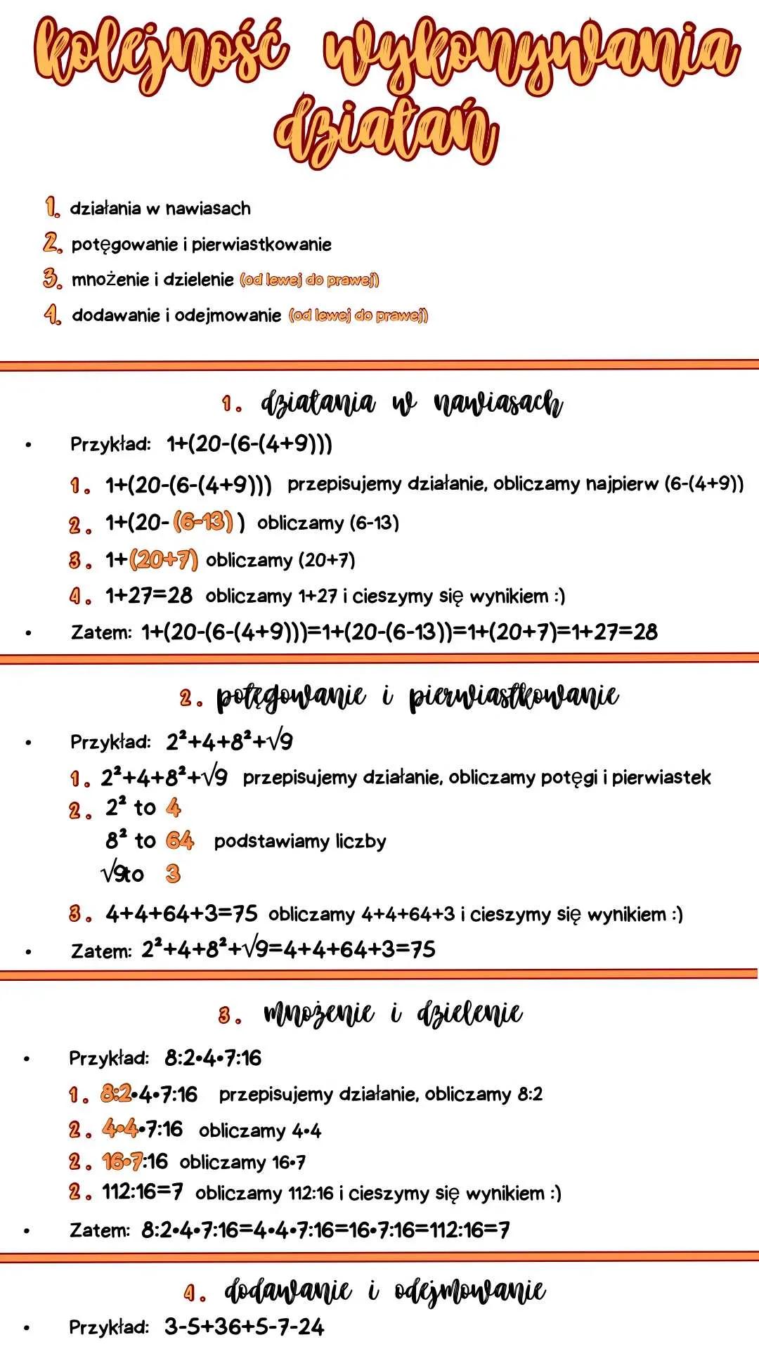 Kolejność wykonywana działań