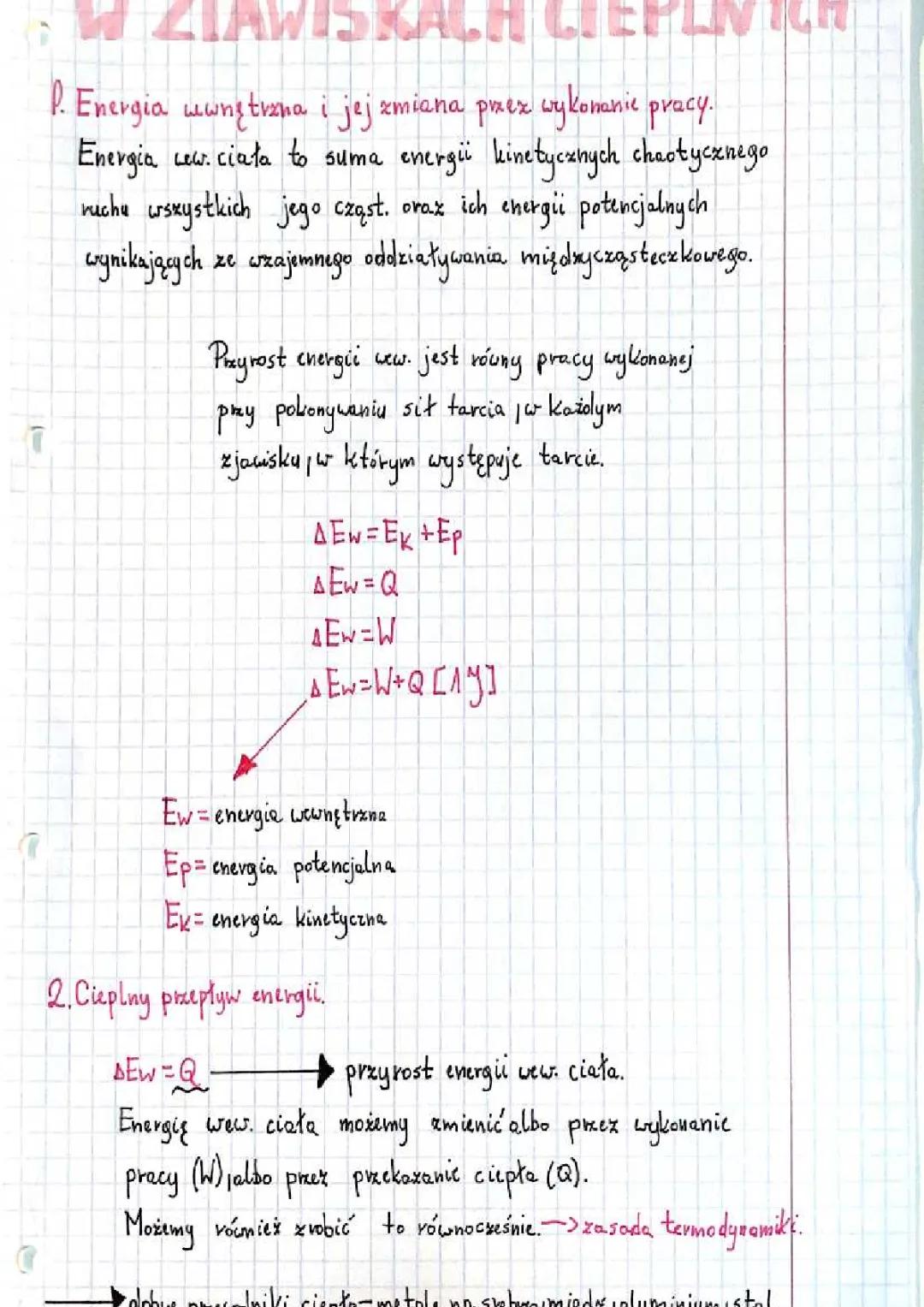 Przemiany energii w zjawiskach cieplnych