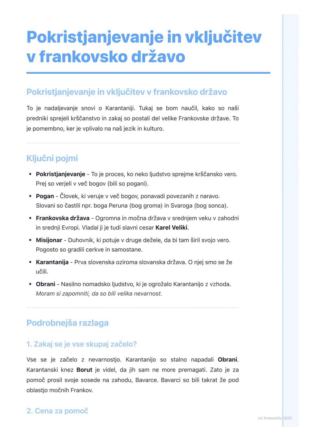 # Pokristjanjevanje in vključitev
v frankovsko državo
Pokristjanjevanje in vključitev v frankovsko državo
To je nadaljevanje snovi o Karan
