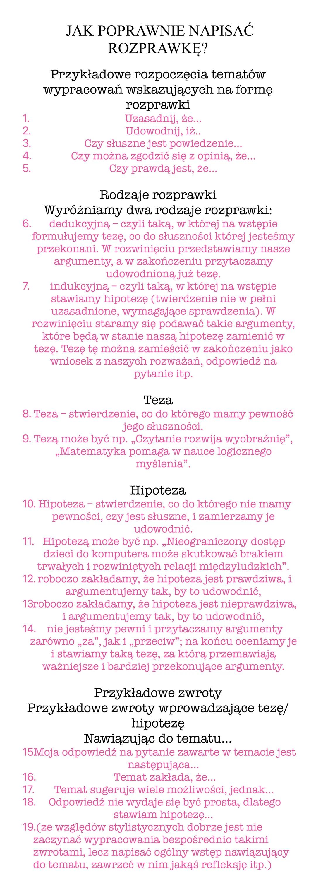 JAK POPRAWNIE NAPISAĆ ROZPRAWKĘ? Język Polski