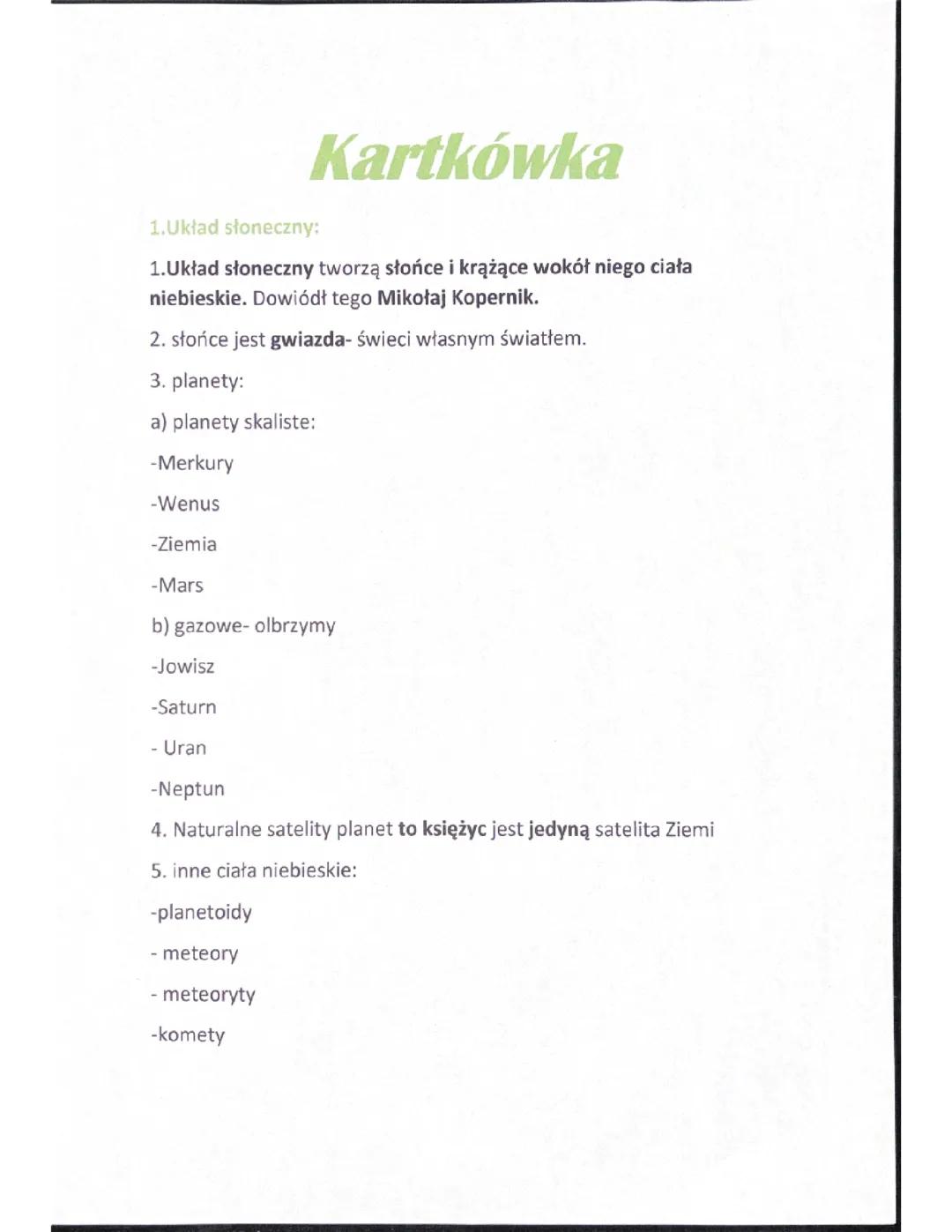 Geografia (układ słoneczny, ruch obrotowy ziemi i różnica czasu na ziemi) kl 6 dział 2