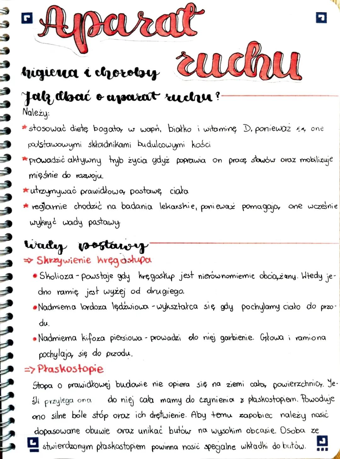 # Aparat
higiena i choroby ruchu
Jak dbać o aparat ruchu?
Należy:
*   stosować dietę, bogatoy w wαρή, białko i witaminę, D, ponieważ są