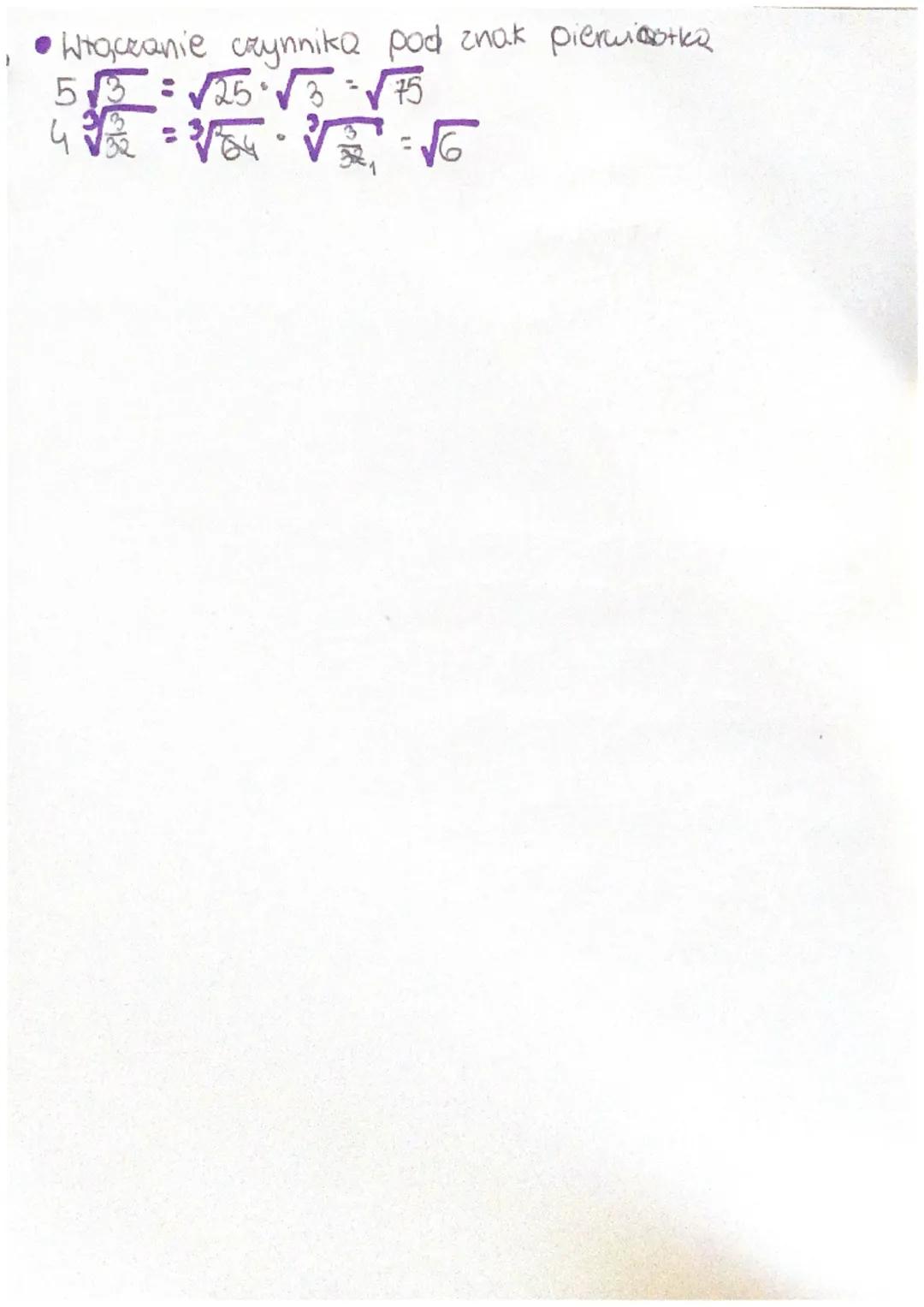 pierwiastki
by urban
√2 = 6 60 6² = np.: √25=5 60 5² = 25
bo
✓a = 6 60 63 = Q 10: 123=5 to 53=125
Własności dzatań na pieniastkach
al√α = -1