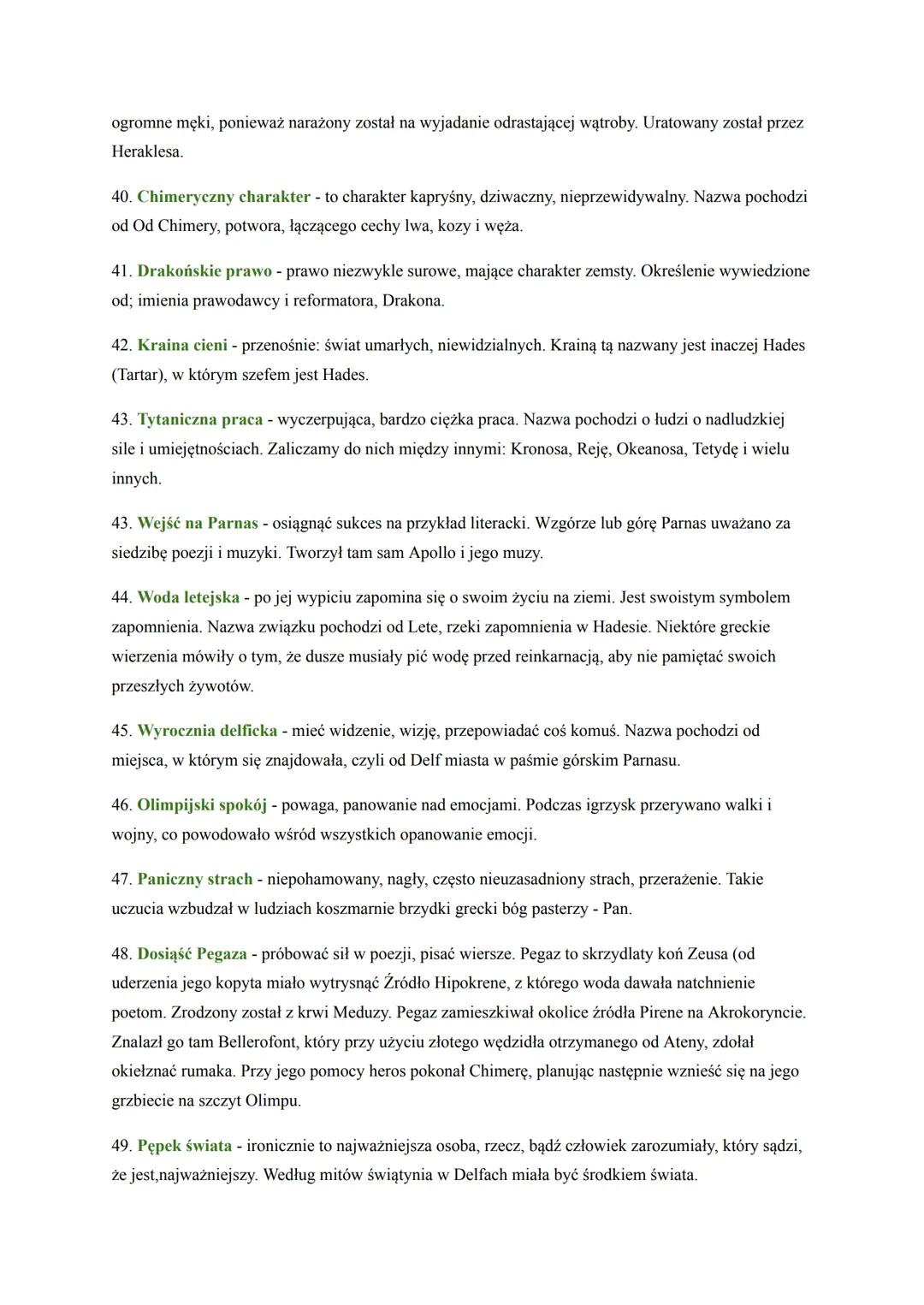 # MITOLOGIZMY
1. Pięta Achillesa - słaby, czuły punkt. Matka, chcąc zapewnić Achillesowi nieśmiertelność,
zanurzyła go w wodach Styksu, dz