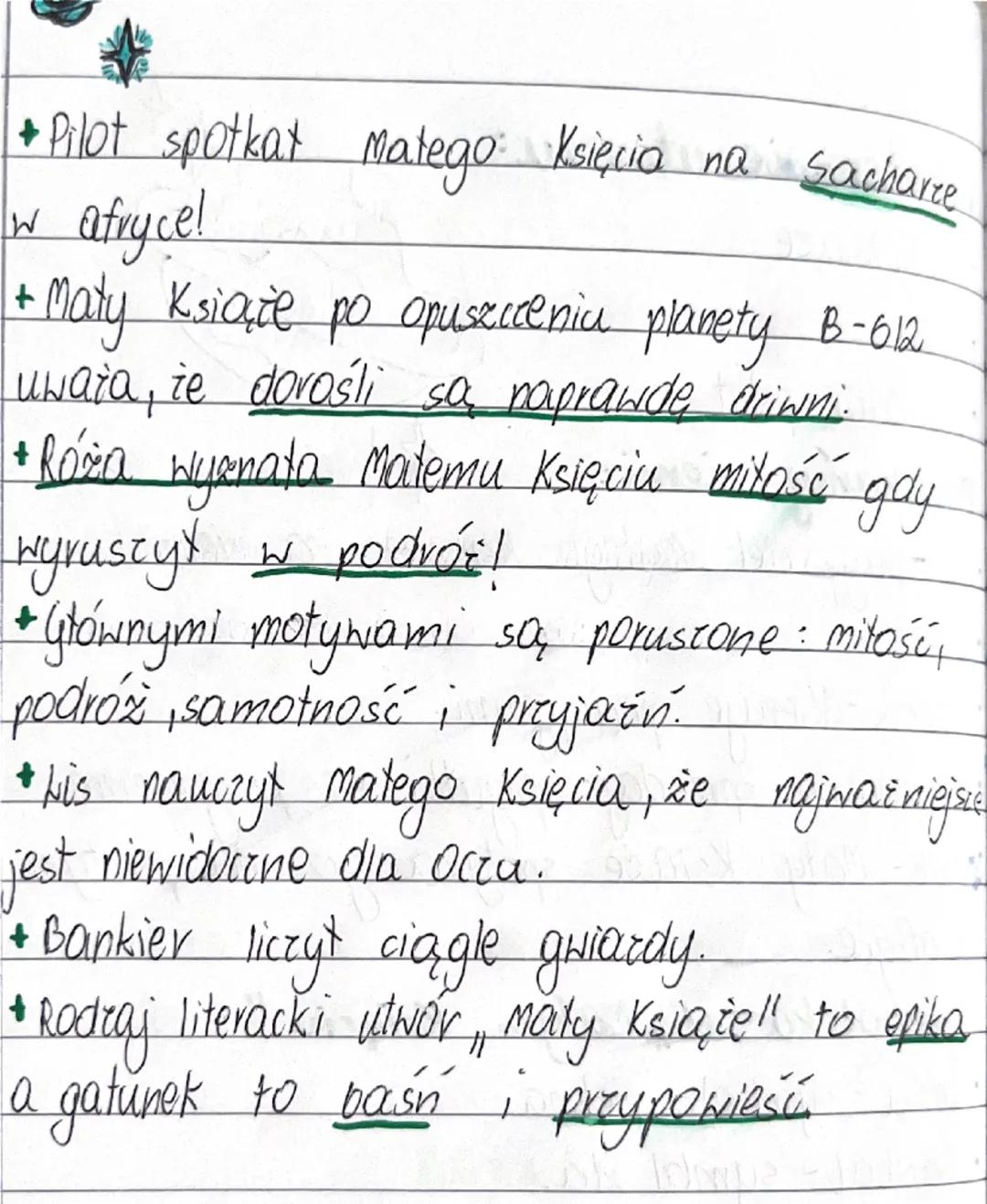 lukija
temat: Nowa lektara pt. „Maty Książe".
pierwsze wydanie: kwiecień 1943r.
autor: Antoine de Saint- exupery.
gatunek i epoka: fanta