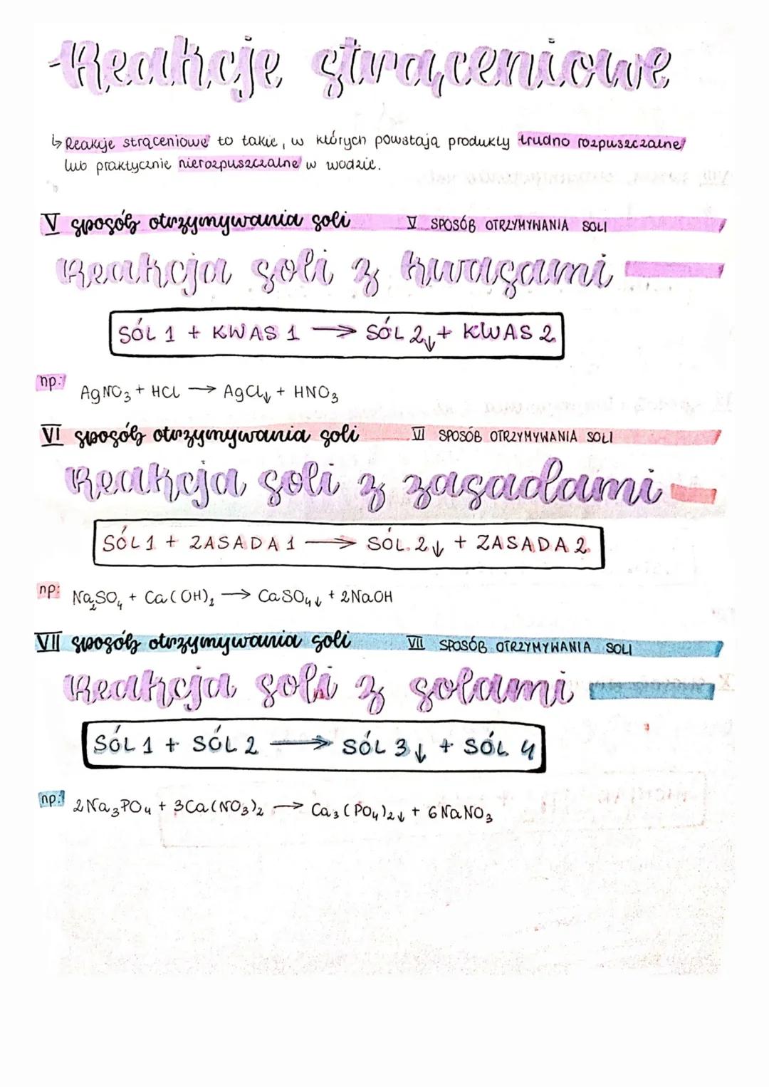 # Reakcje strąceniowe
i↳ Reakije strąceniowe to takie, w których powstają produkty trudno rozpuszczalne
lub praktycznie nierozpuszczalne w