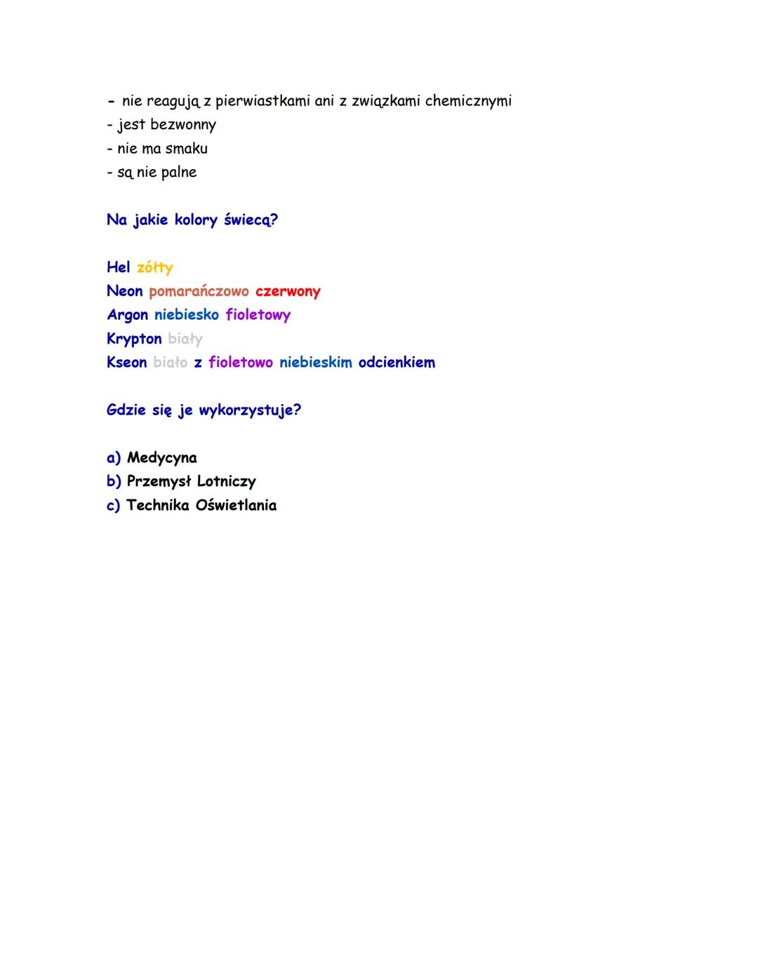 Powietrze - mieszanina jednorodna gazów
1) SKŁAD POWIETRZA
- Azot (78%)
- Tlen (21%)
- Gazy szlachetne (~1%)
2) SKŁADNIKI POWIETRZA
a) o