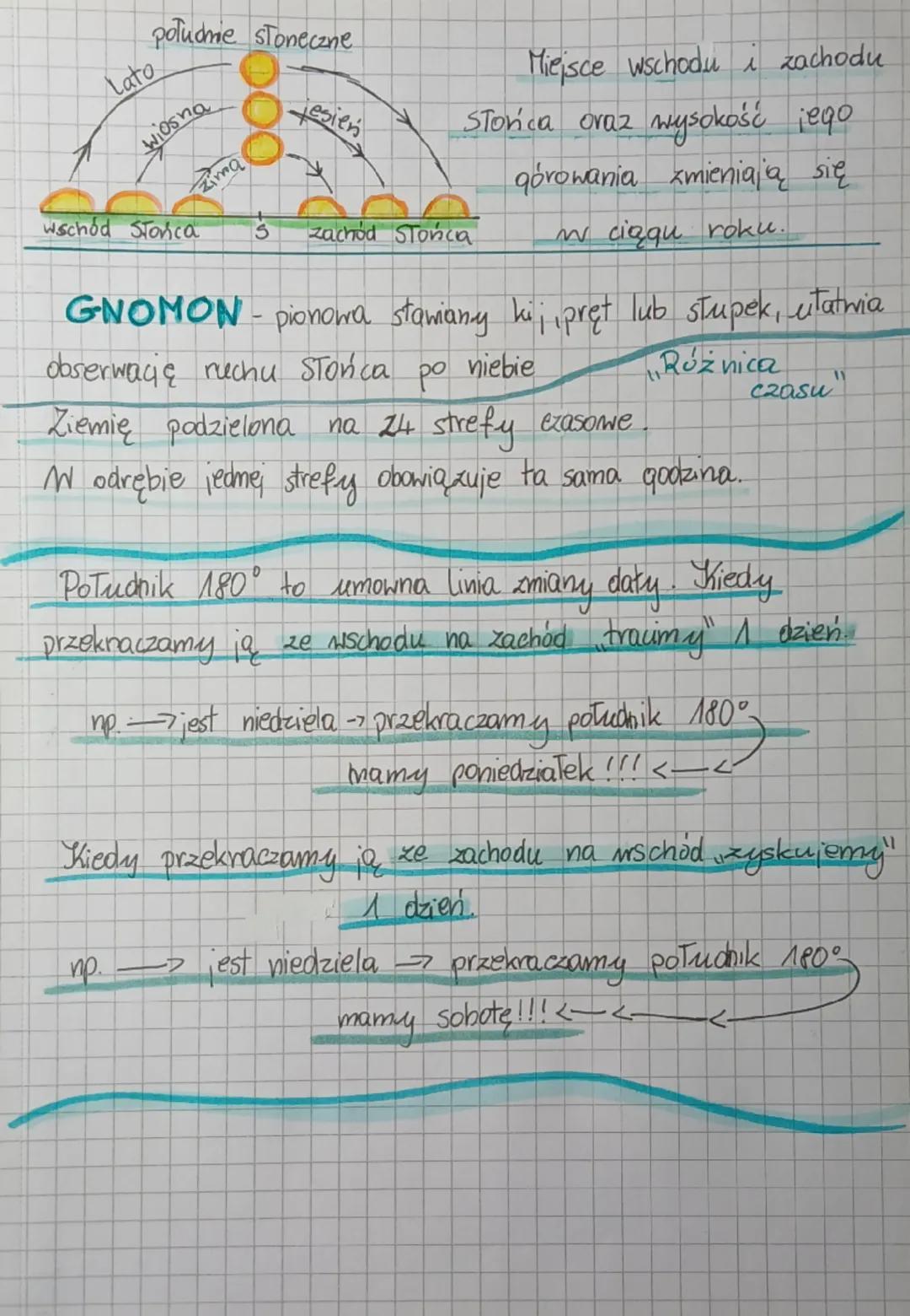 .
geografia
Ruch obrotowy Ziemi
Ruch obrotowy Ziemi odbywa się z zachodu na wschód.
Pełny obrót, czyli 360° i trwa 24 godziny - dobe.
W ciąg