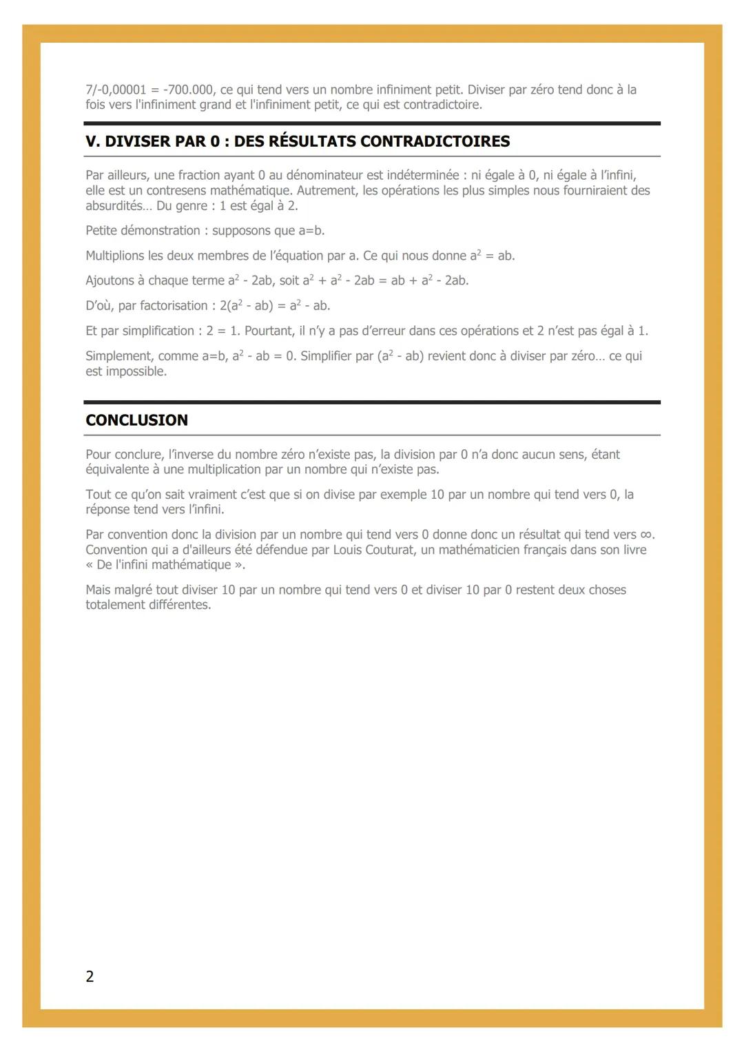 # POURQUOI NE PEUT-ON
PAS DIVISER PAR 0?
INTRODUCTION
Le chiffre 0 a été inventé aux alentours du VIe siècle en Inde par le mathématicien