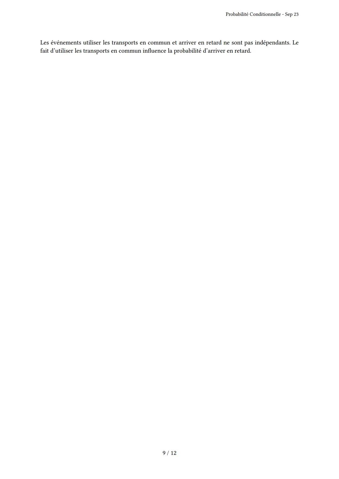 # Probabilité Conditionnelle
Généré par Knowunity.fr - Sep 23
Description: Cet examen couvre la probabilité conditionnelle, les arbres pon