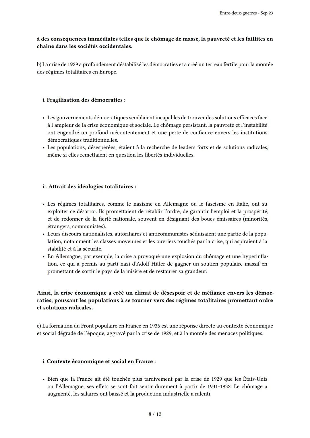 # Entre-deux-guerres
Généré par Knowunity.fr - Sep 23
Description: Cet examen couvre l'Entre-deux-guerres, les démocraties fragilisées et