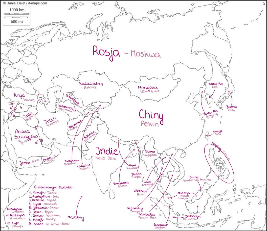 Polityczna Mapa Azji – Kraje i Stolice (Geografia) jako PDF - Knowunity