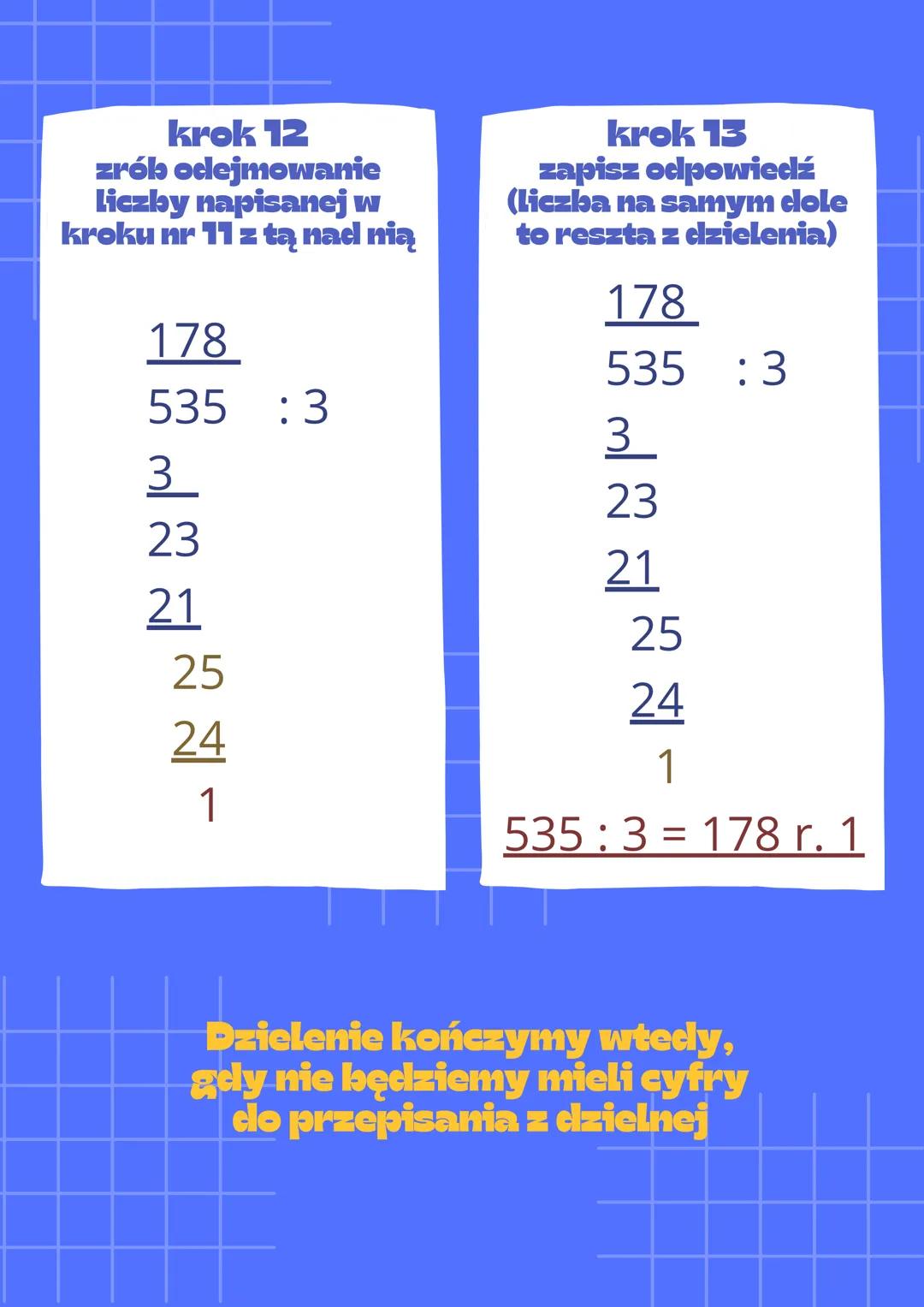 Dzielenie pisemne - klasa 4, klasa 3: przykłady do druku (Matematyka ...